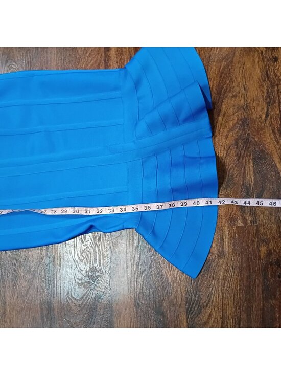 Maketina Mermaid Dress Women's M Blue Spaghetti Strap V-Neck Midi Cocktail Banda - Picture 9 of 9